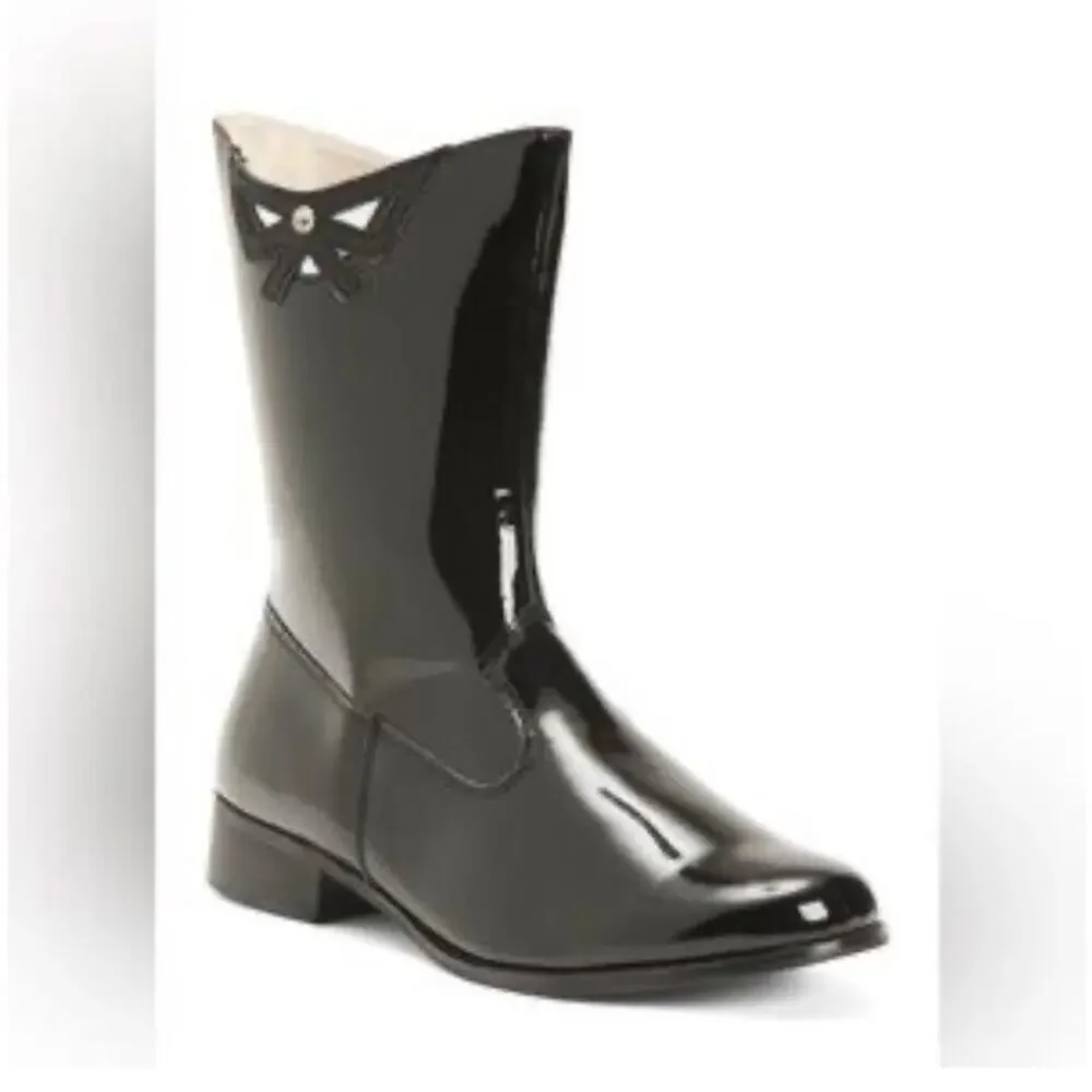 L'amour Size 8 Toddler black patent leather mid-calf boot